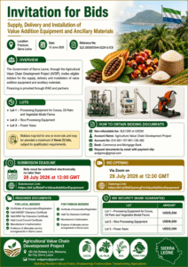 Supply, Delivery and Installation of Value Addition Equipment and ancilliary materials